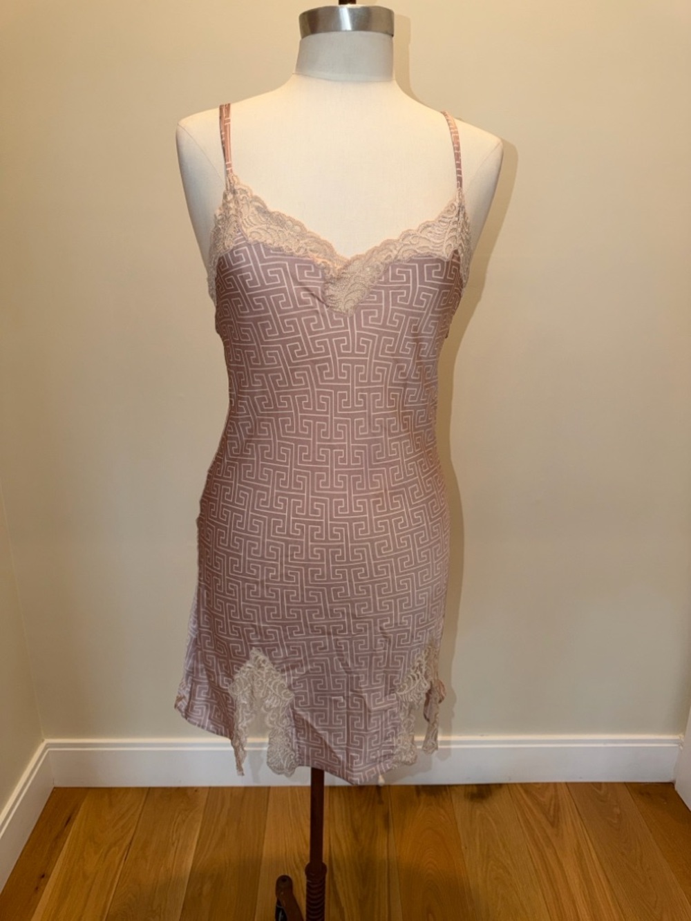 Natori Lace-Trim Slip Nightgown in Dusty Mauve
